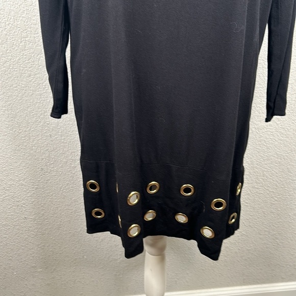 JustFab Black Gold Grommet Hem Midi Dress Size Medium - Picture 3 of 7